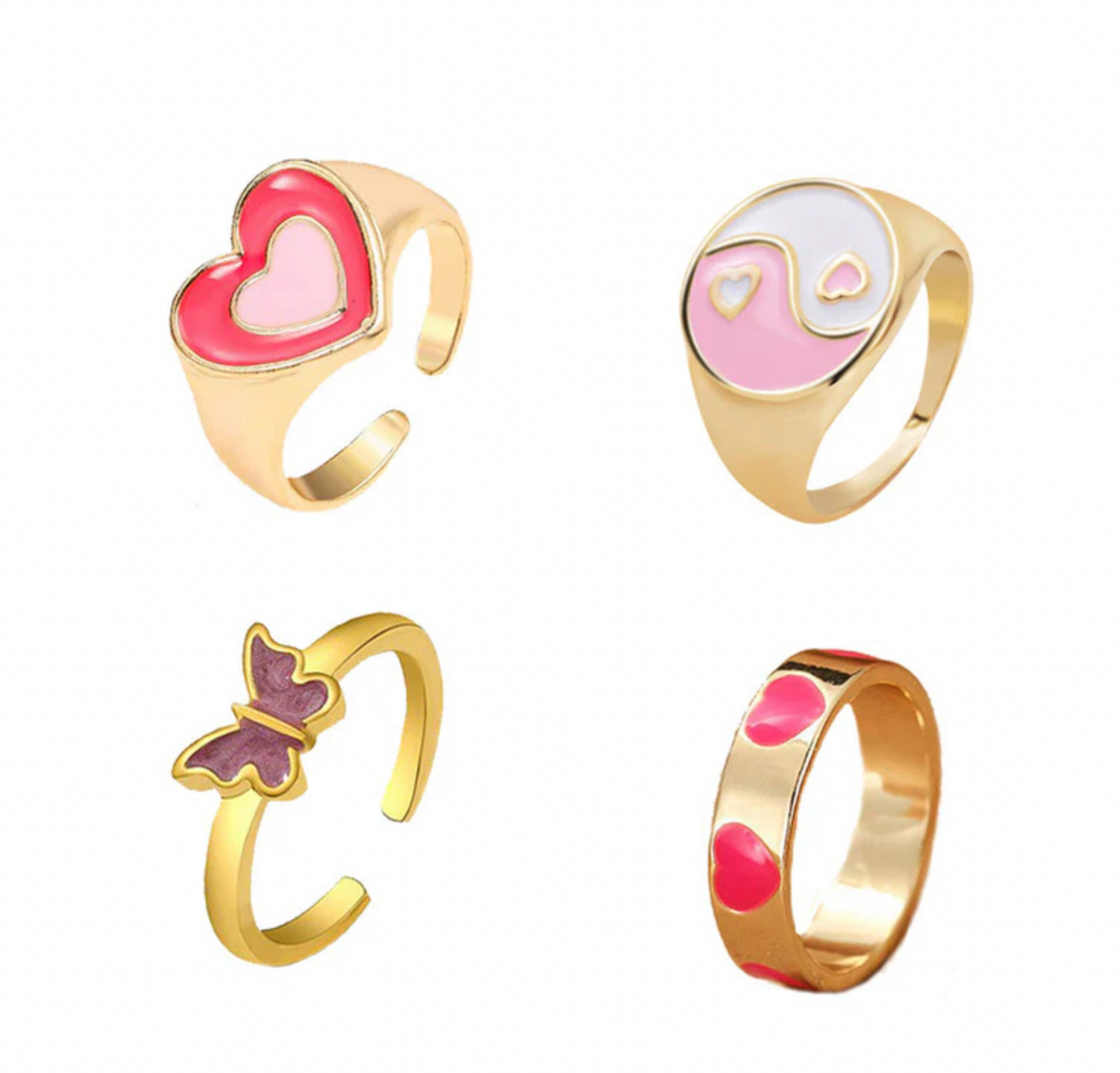 Pink Blush Adjustable Ring Set