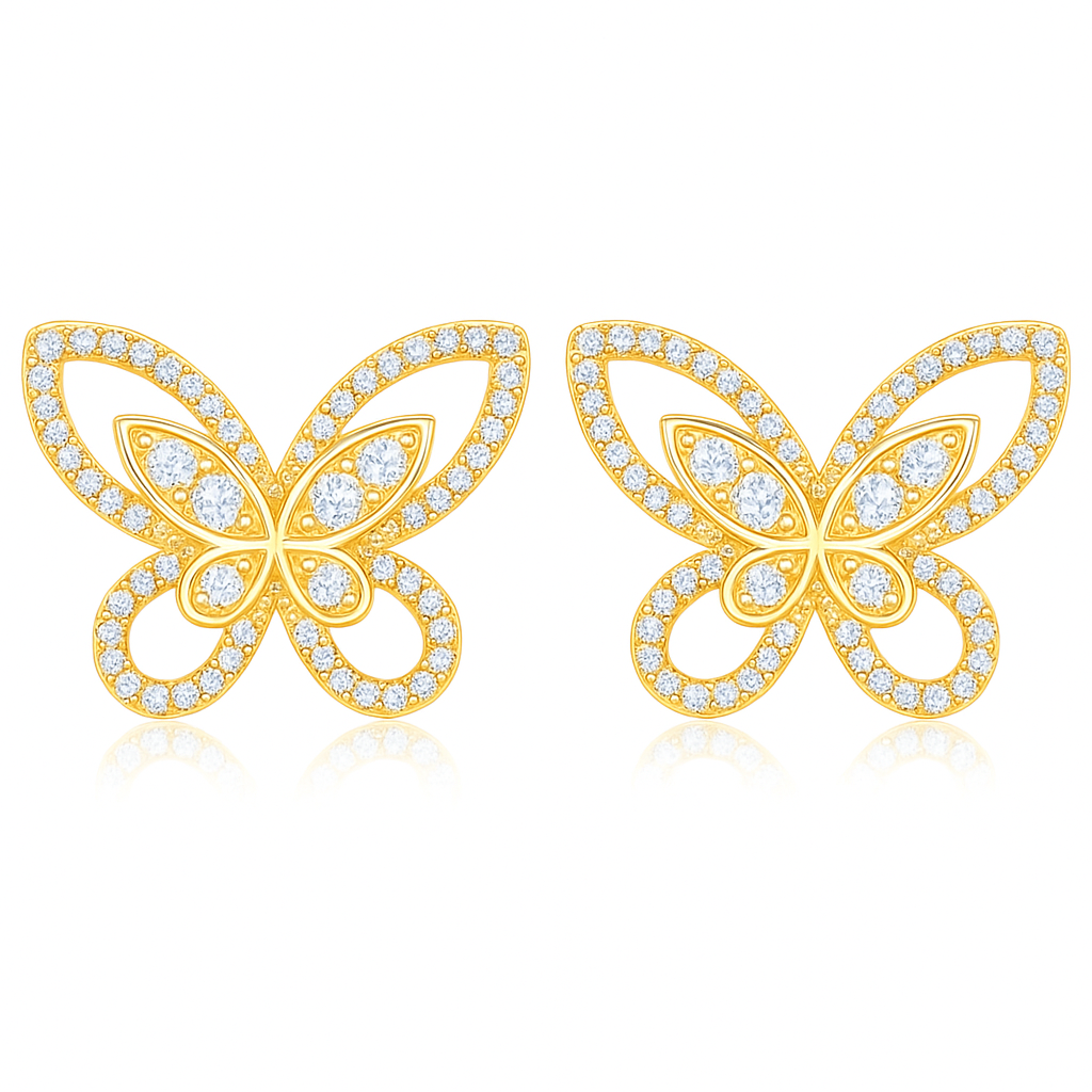 Soft Gleam - Gold Plated American Diamond Studded Stud Earrings
