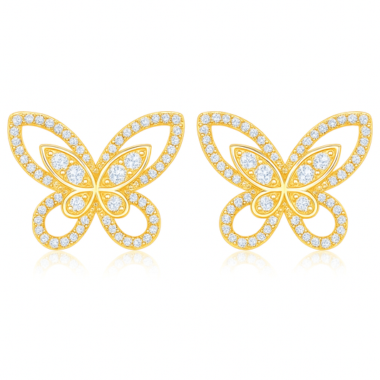 Soft Gleam - Gold Plated American Diamond Studded Stud Earrings