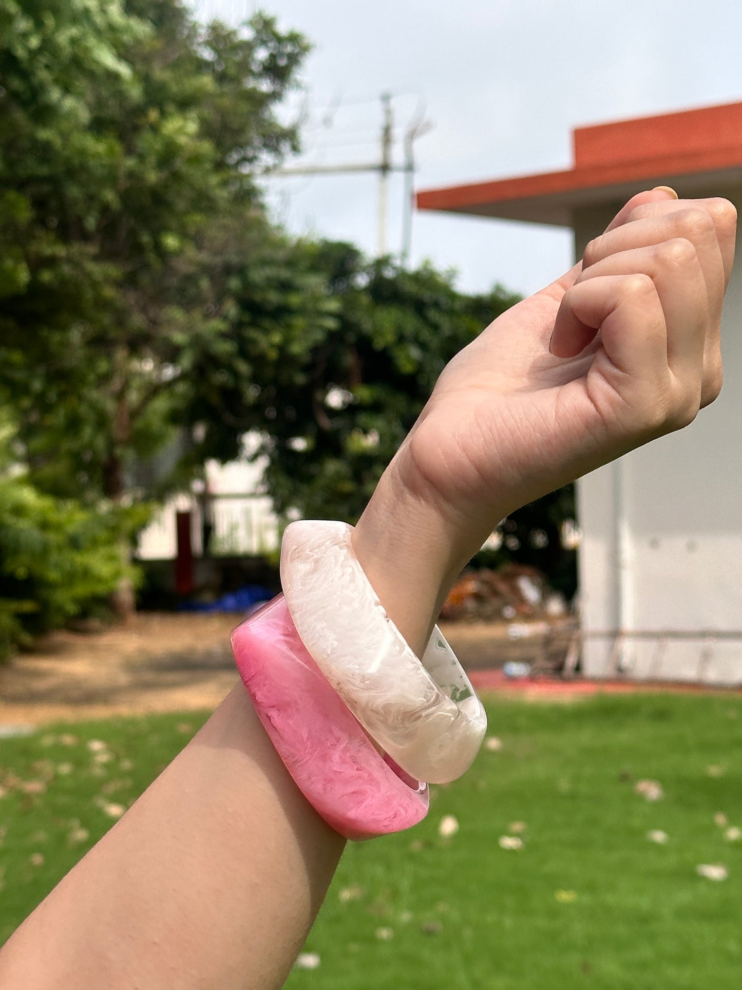 Soft Pink Resin Bangle