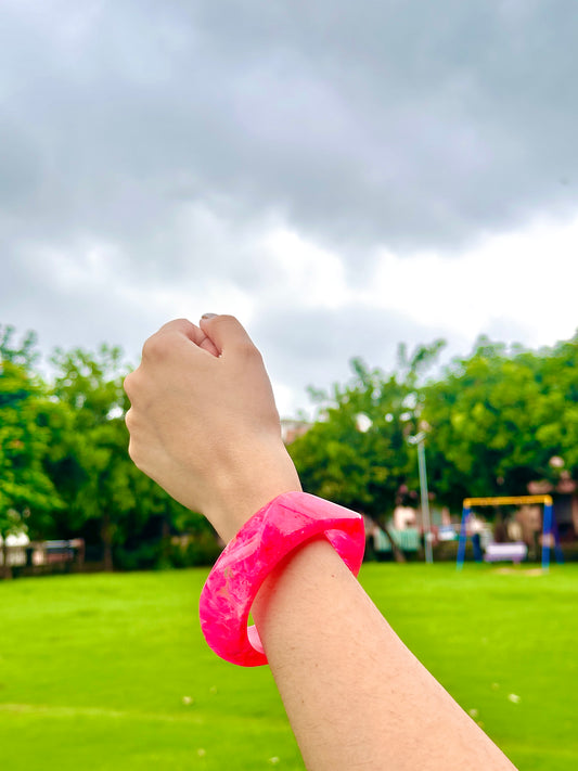 Hot Pink Resin Statement Bangle