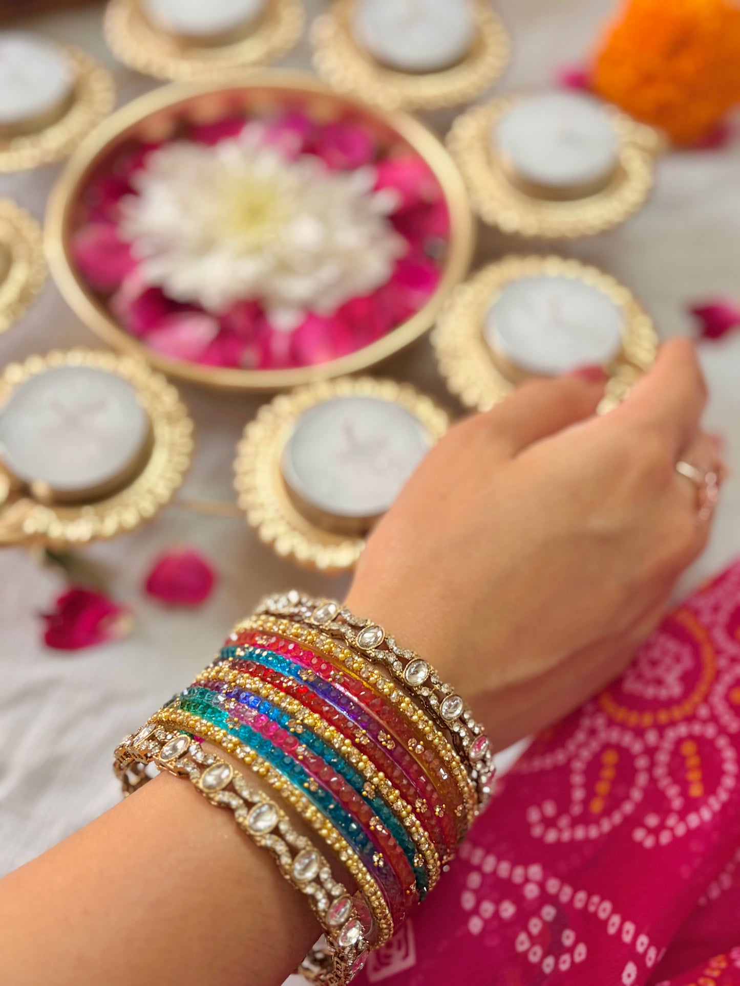 Rain Drop Glass Bangles Set