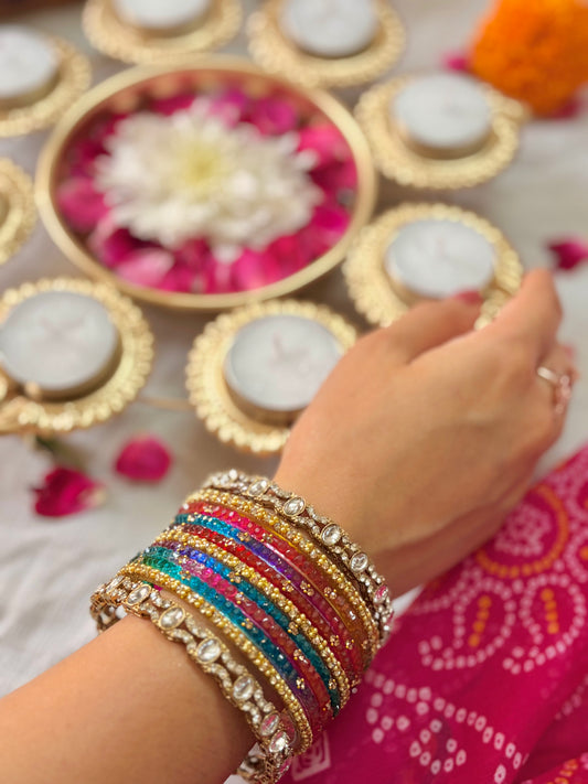 Rain Drop Glass Bangles Set