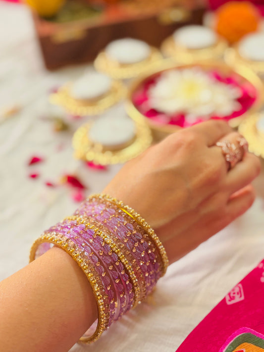 Lavender Glass Bangles Set