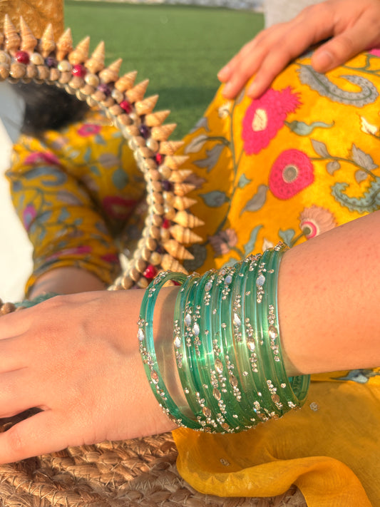 Panna Charm Glass Bangle Pair of 12