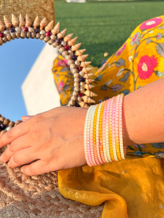 Pastel Multicolour Glass Bangle Pair of 12 Bangles