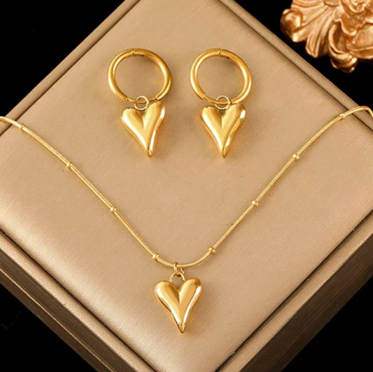 Velora Set - Anti Tarnish Heart Themed Jewellery Set