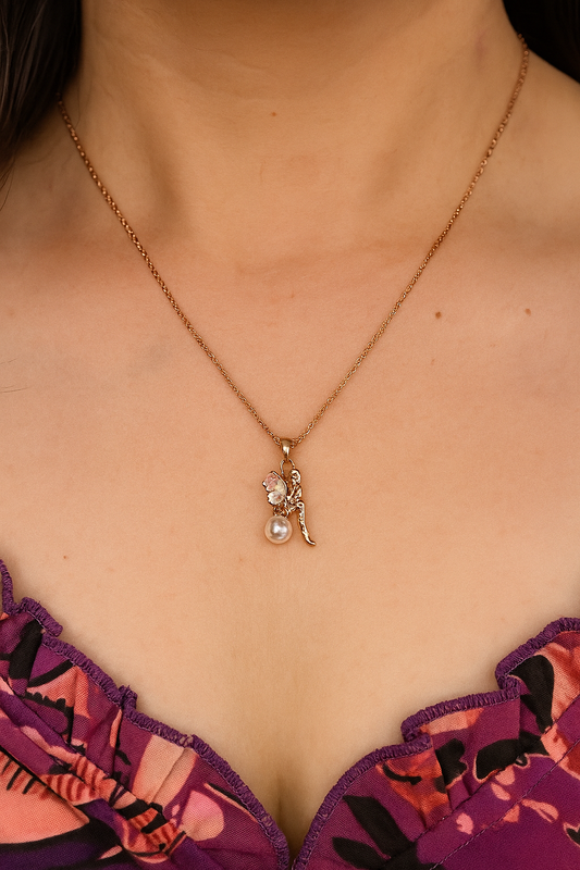 Butterfly Chain - Stainless Steel Rose Gold Plated American Diamond Studded