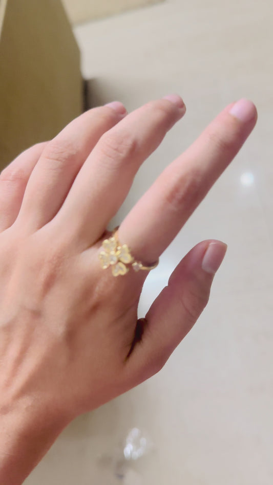 Adjustable Rotating Flower Ring (Gold Plated)